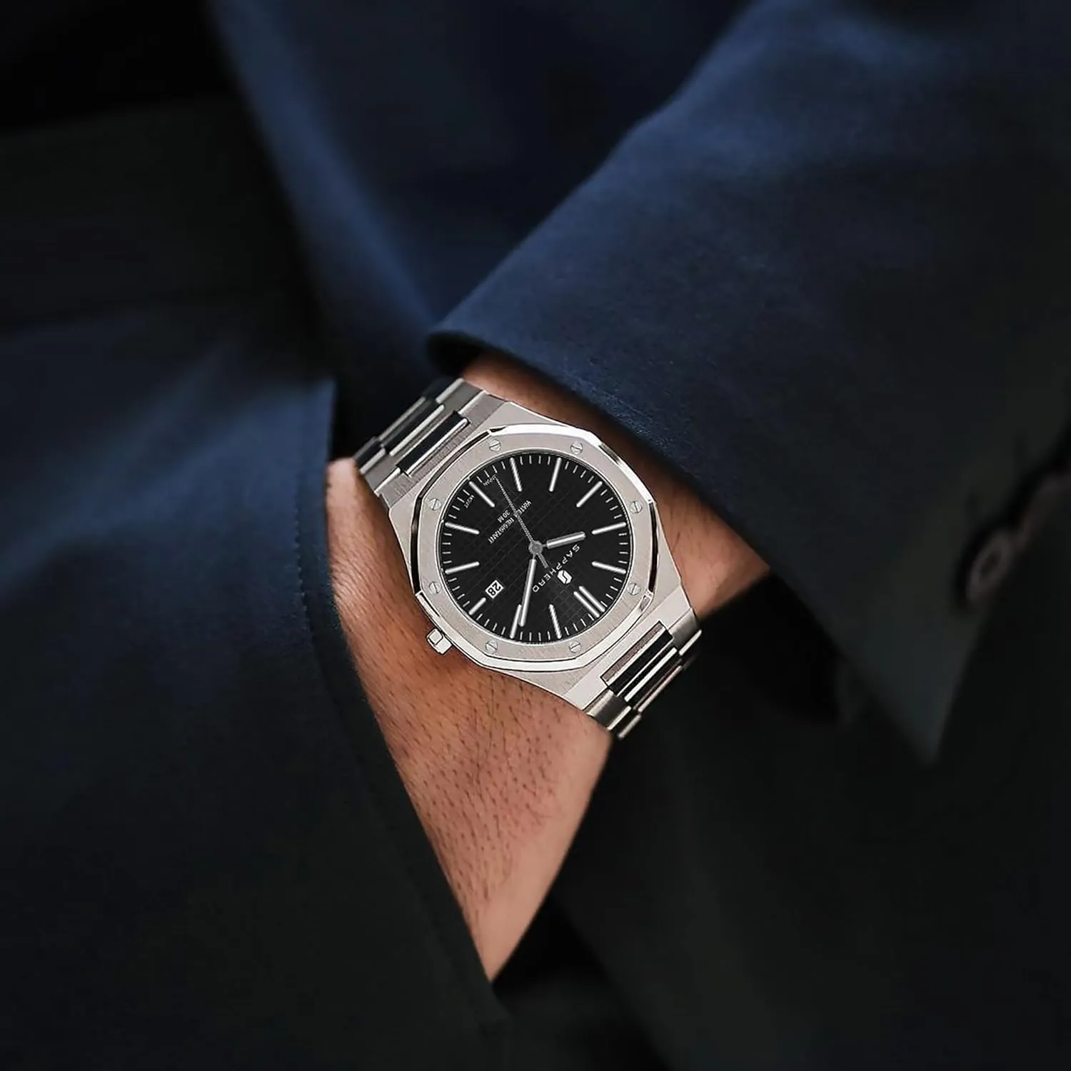 SAPPHERO Watches Men Octagonal 10ATM Waterproof Business Casual Fashion Mens Japanese Quartz Stainless Steel Luminous Wrist Watch Gift for Men