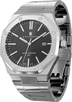 SAPPHERO Watches Men Octagonal 10ATM Waterproof Business Casual Fashion Mens Japanese Quartz Stainless Steel Luminous Wrist Watch Gift for Men
