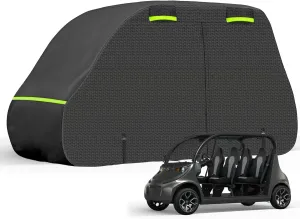 SAPUBK 4 Seat Golf Cart Cover Replace for Chrysler/Polaris GEM E4 Neighborhood Electric Vehicle with Side Zipper Door for Outdoor Rain Snow Dust Protection