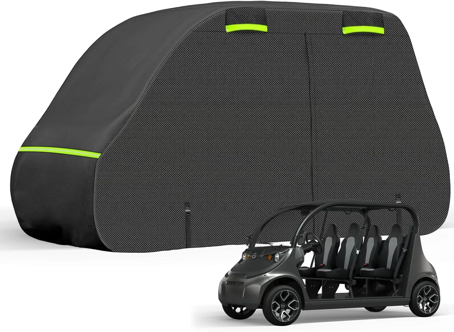 SAPUBK 4 Seat Golf Cart Cover Replace for Chrysler/Polaris GEM E4 Neighborhood Electric Vehicle with Side Zipper Door for Outdoor Rain Snow Dust Protection