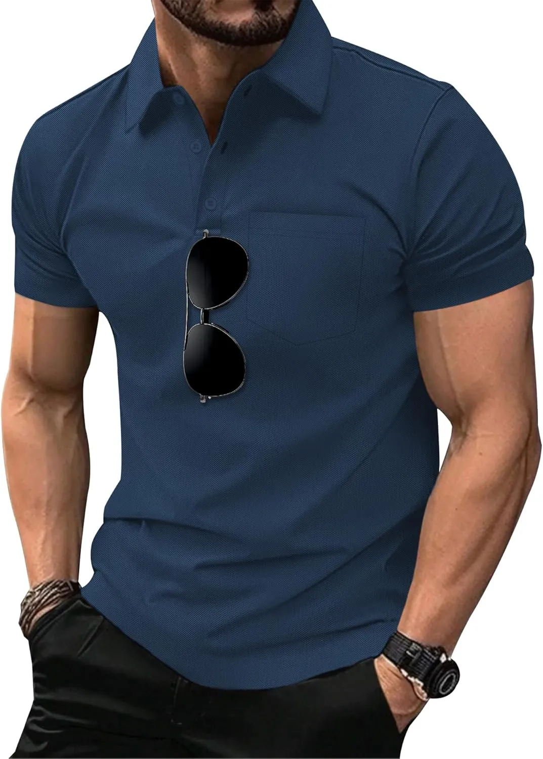SCODI 5 Pack Mens Pocket Polo Shirts Short Sleeve Multipack Golf Shirt for Men Moisture Wicking Casual Athletic Work T-Shirts