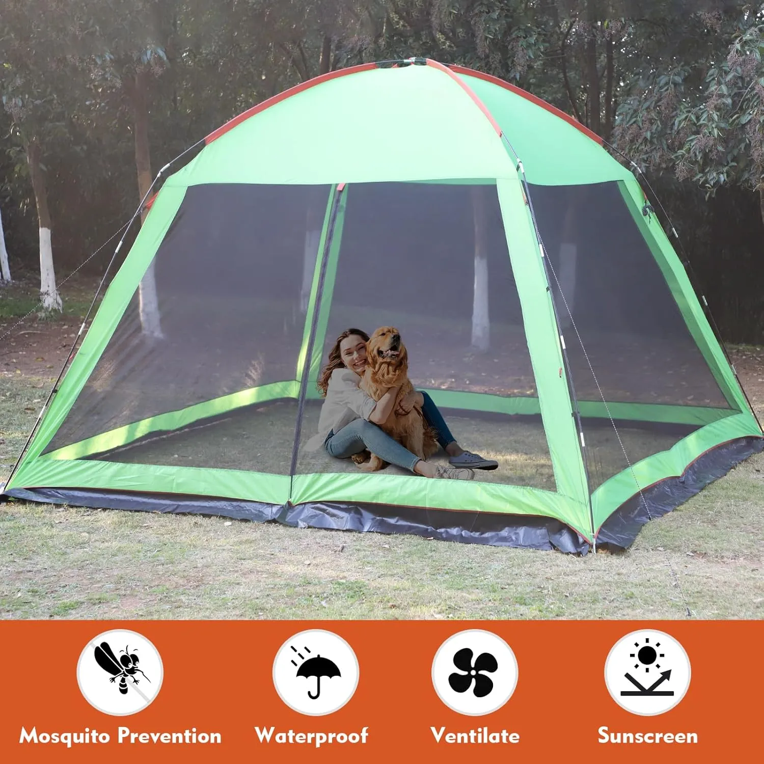 Screened Camping Tent Weatherproof Camping Canopy Camping Tent Screen Shelter Gazebos for Patios Outdoor Activities