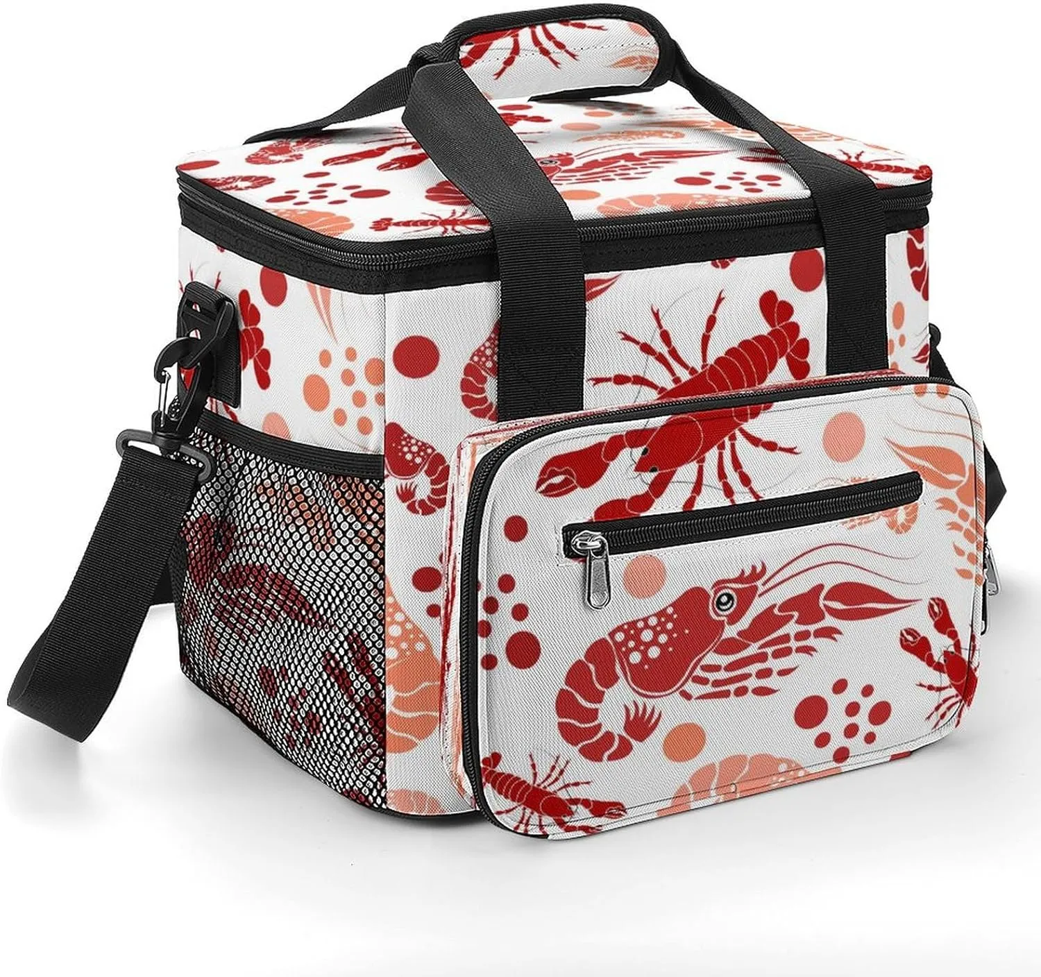 Sea Colorful Shrimps Lobsters 22.5L Insulated Camping Coolers Bag Large Leakproof Ice Chest for Beach Travel Picnic
