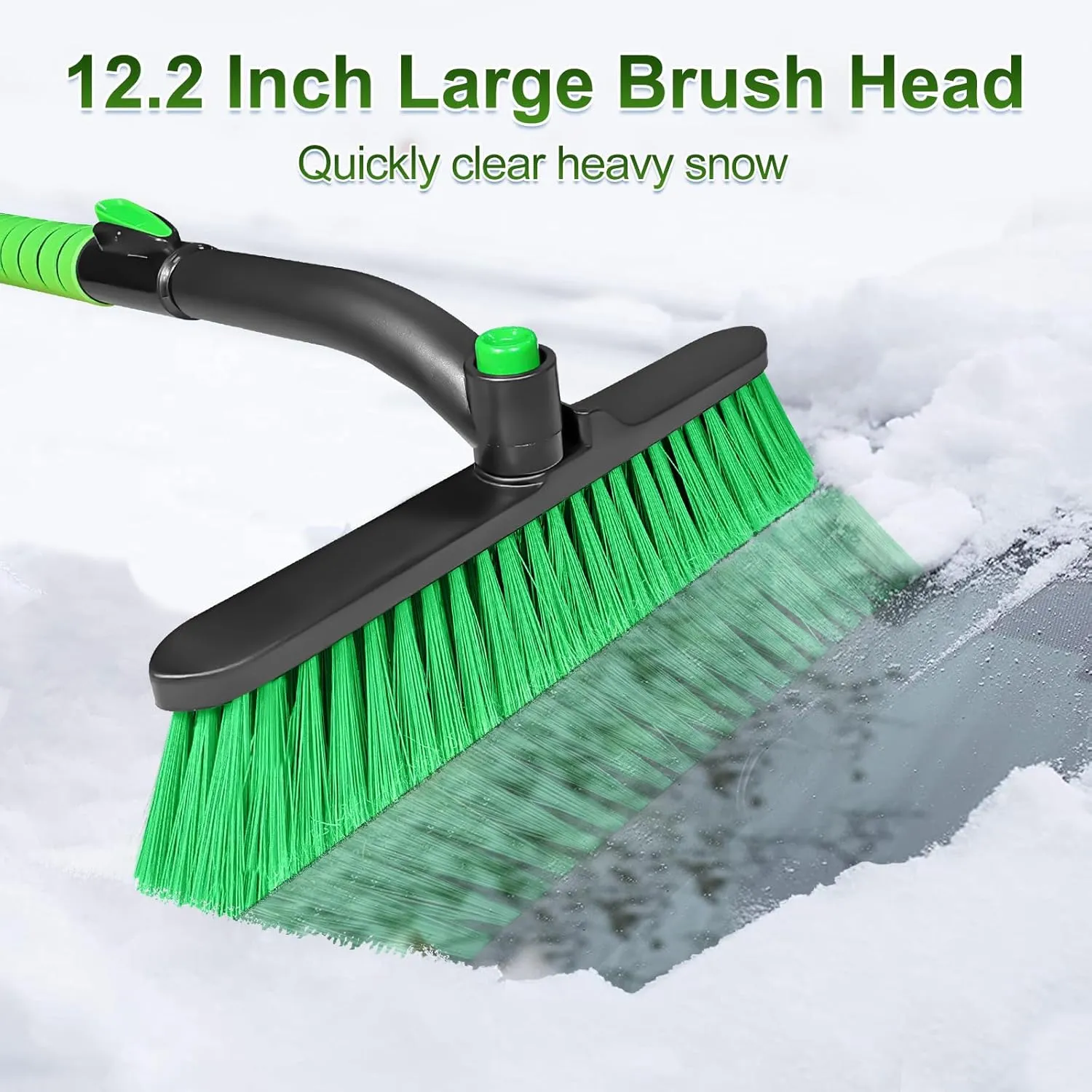 SEAAES 44 Inch Ice Scraper and Snow Brush for Car Windshield, Extendable Snow Removal Brush with Foam Grip for Truck SUV Vehicle Window