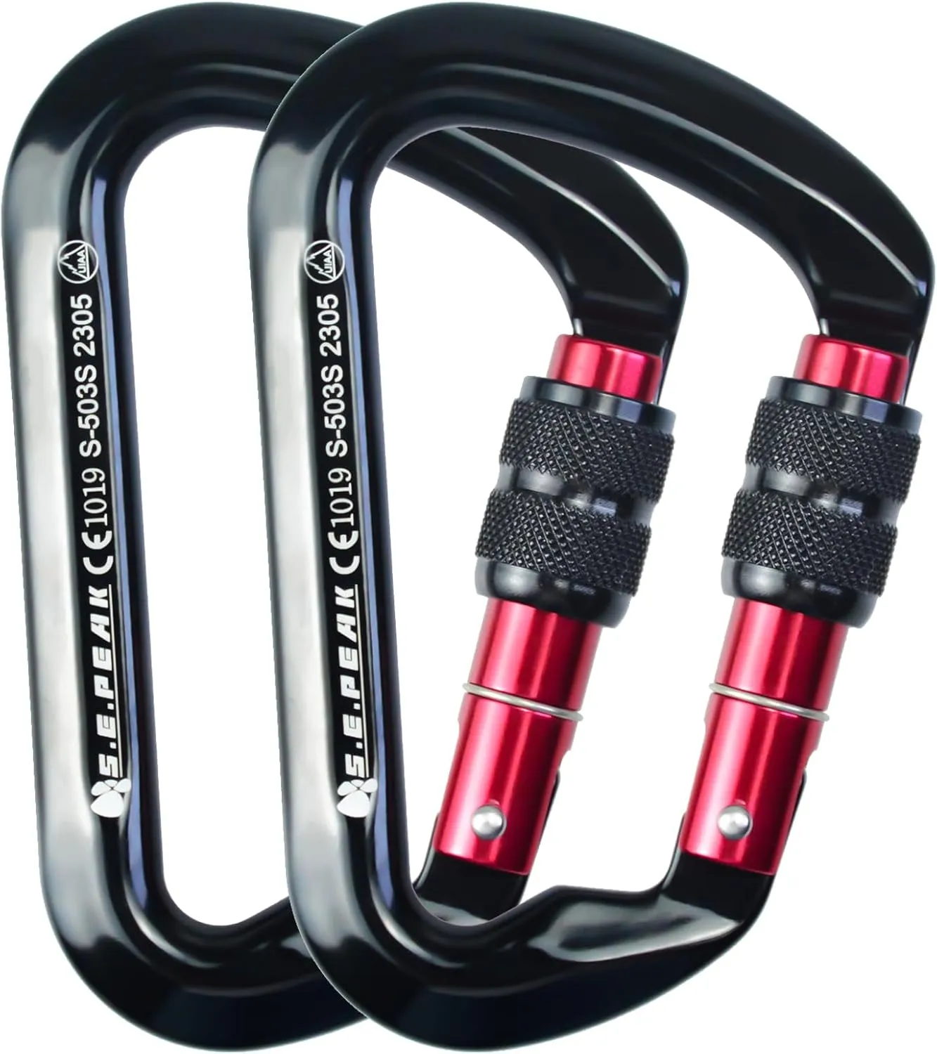 SEPEAK UIAA 30kN Locking Climbing Carabiner, Professional Heavy Duty Screwgate Clip for Outdoor Climbing, Mountaineering, Rappelling, Camping, Hiking, Swing,Large D Carabiner Hook/6744lb