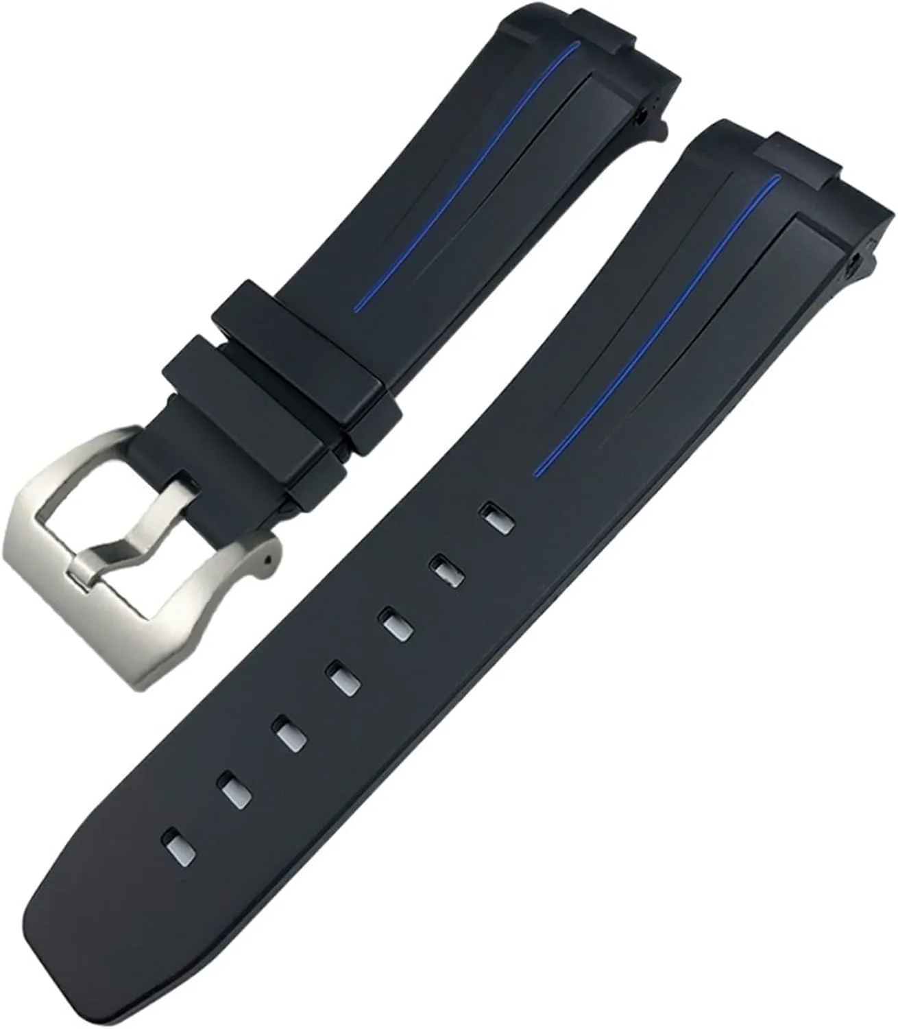 SERDAS 24mm Curved End Natural Rubber Watchband For Panerai LUMINOR SUBMERSIBLE PAM Silicone Waterproof Watch Strap Butterfly Buckle