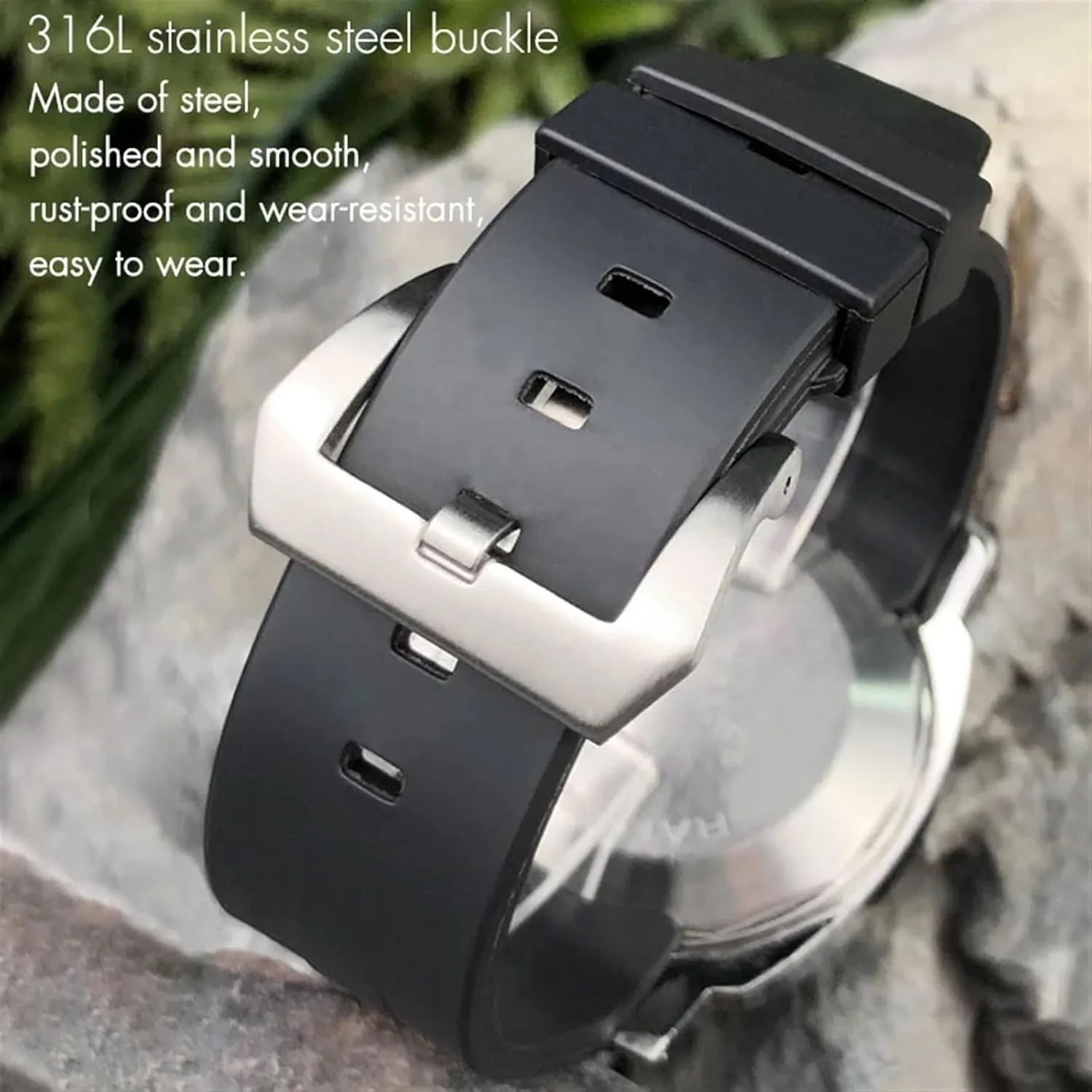 SERDAS 24mm Curved End Natural Rubber Watchband For Panerai LUMINOR SUBMERSIBLE PAM Silicone Waterproof Watch Strap Butterfly Buckle