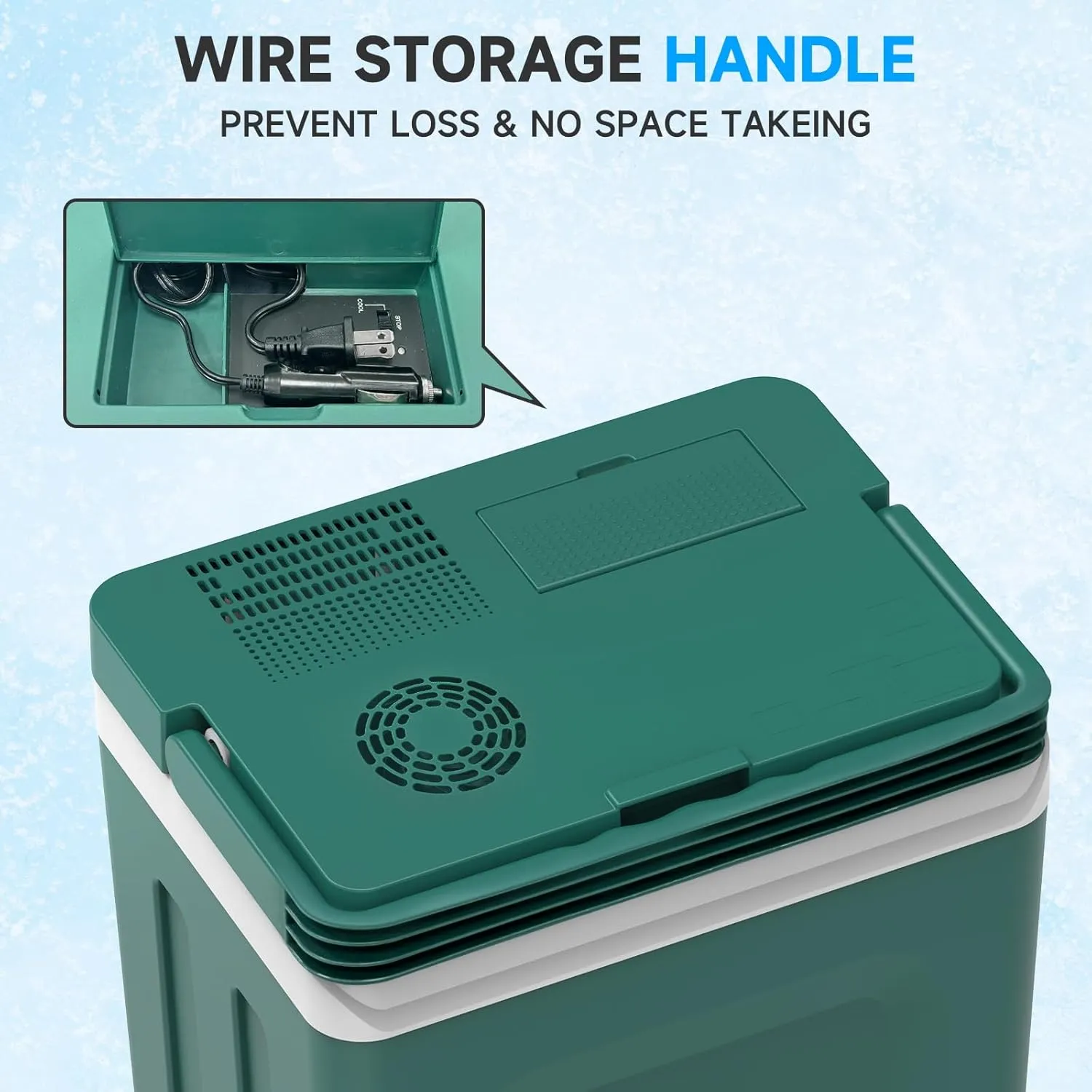SHAREWIN Electric Cooler & Warmer with Handle 26.5 Quart/25L Portable Thermoelectric Fridge for Vehicles & Trucks with 110V AC & 12V DC, 12V Car Cooler for Camping, Travel Army Green