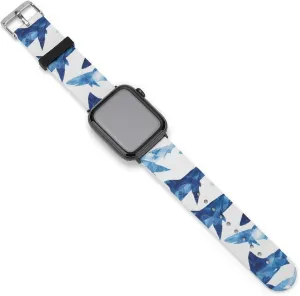 Shark Whale Ice Blue Soft Silicone Watch Band Compatible with IWatch Breathable Adjustable Sport Strap
