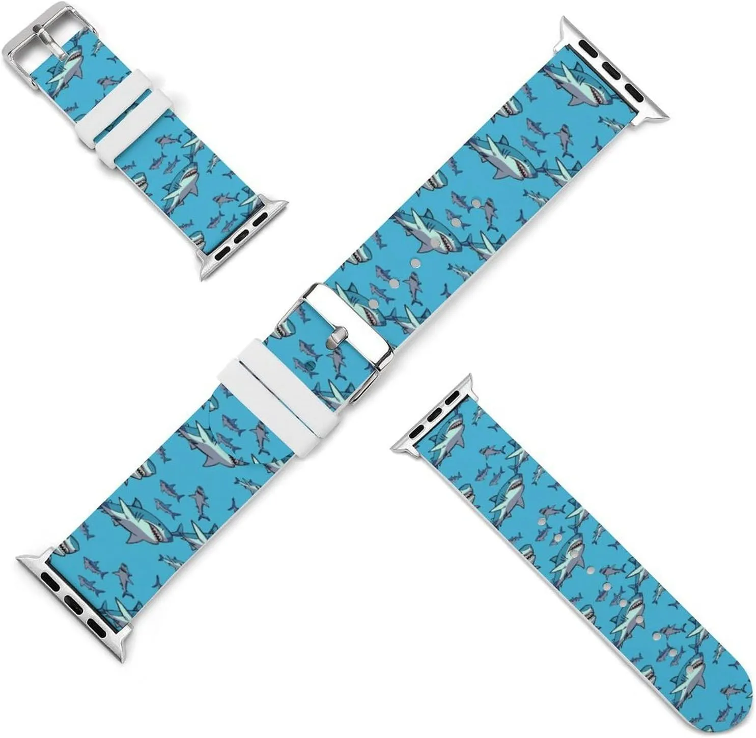 Sharks Watch Bands Silicone Strap Sport Bands Replacement Strap Wristbands Compatible with Apple Watch