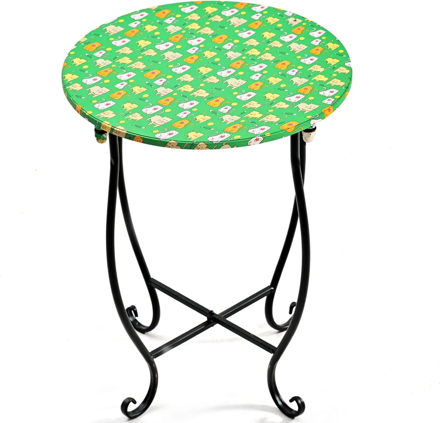 Side Tables for Patio, 14" Indoor Outdoor Metal Side Table for Poolside Bistro Balcony Yard Porch Bedside, Weather Resistant Metal Accent Table for Indoor Outdoor Use, Easy Assembly (Green)