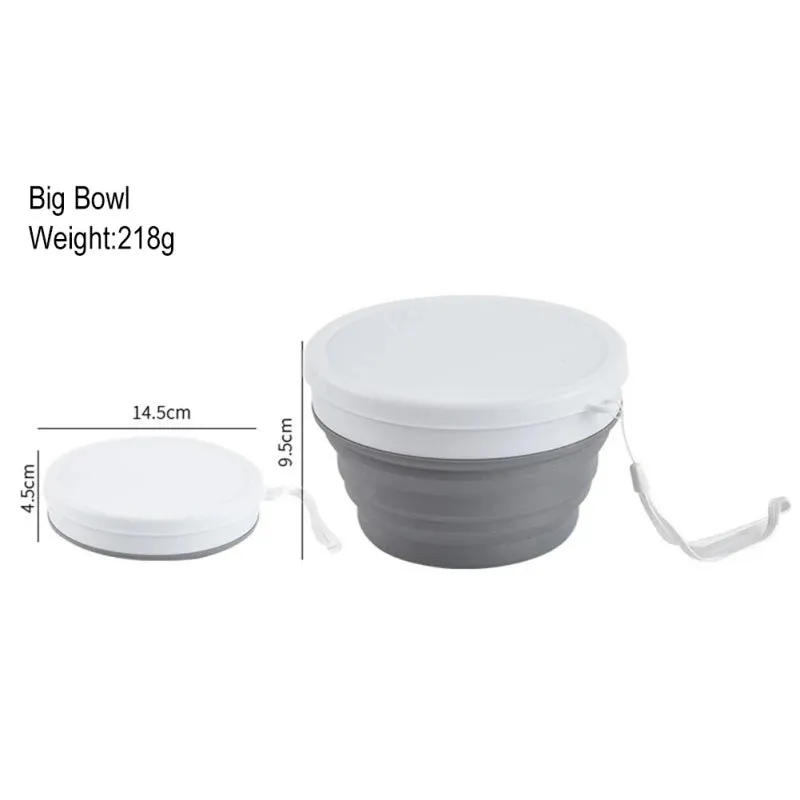 Silicone Foldable Bowl with Lid - Portable Tableware for Camping, Outdoor Travel, Kitchen Use