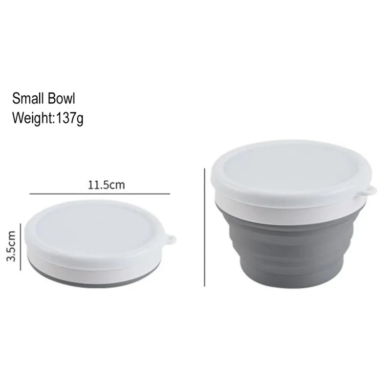 Silicone Foldable Bowl with Lid - Portable Tableware for Camping, Outdoor Travel, Kitchen Use