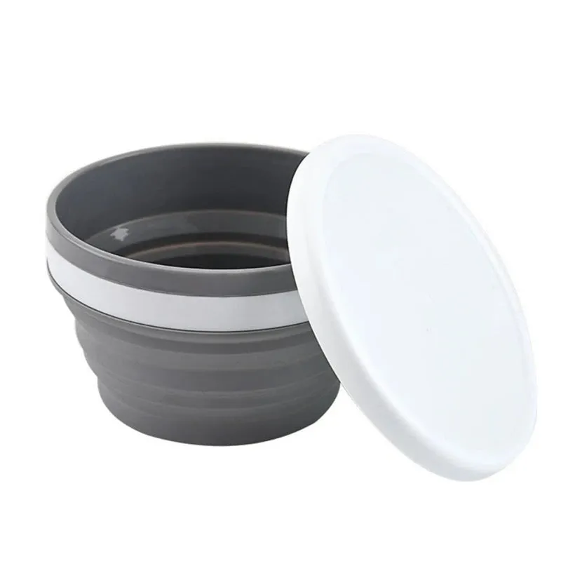 Silicone Foldable Bowl with Lid - Portable Tableware for Camping, Outdoor Travel, Kitchen Use