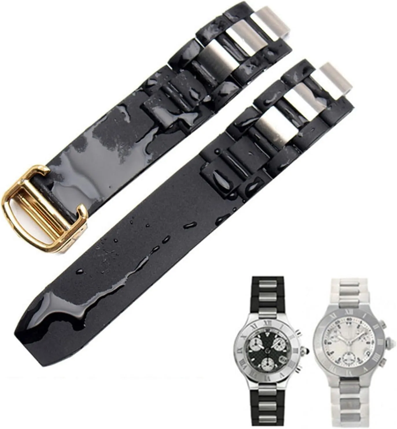 Silicone watchbands For cartier 21st century convex watchband 20 * 10mm waterproof watch chain accessories are suitable straps