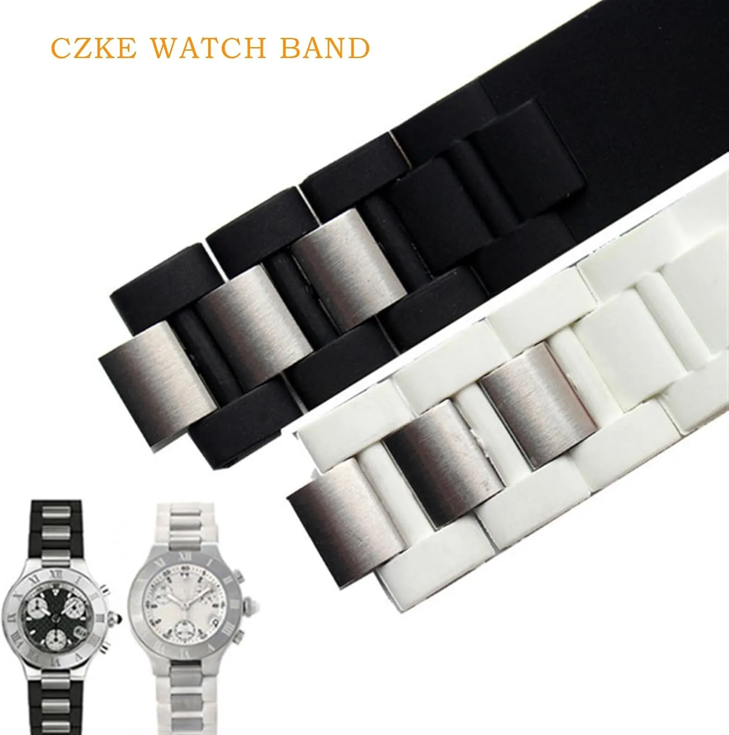 Silicone watchbands For cartier 21st century convex watchband 20 * 10mm waterproof watch chain accessories are suitable straps