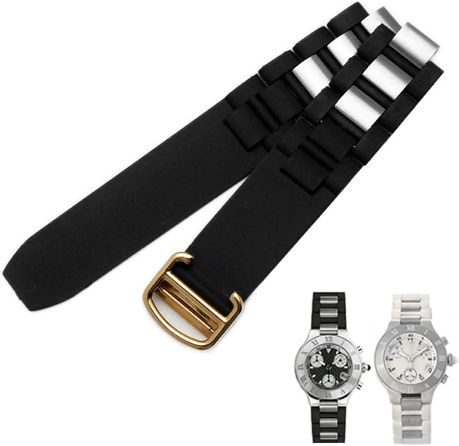 Silicone watchbands For cartier 21st century convex watchband 20 * 10mm waterproof watch chain accessories are suitable straps