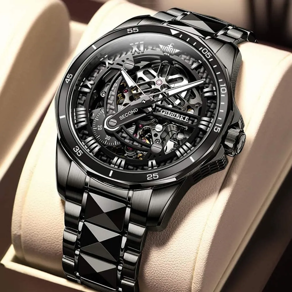 Skeleton Mens Watch Automatic Mechanical Self Winding Luxury Sapphire Crystal Tungsten Steel Waterproof Luminous Dress Wrist Watch