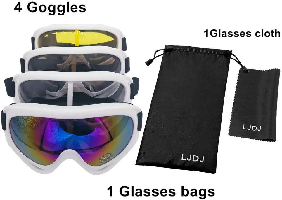 Ski Goggles, Pack of 4 - Snowboard Motorcycle Goggles Tactical Combat Military Glasses