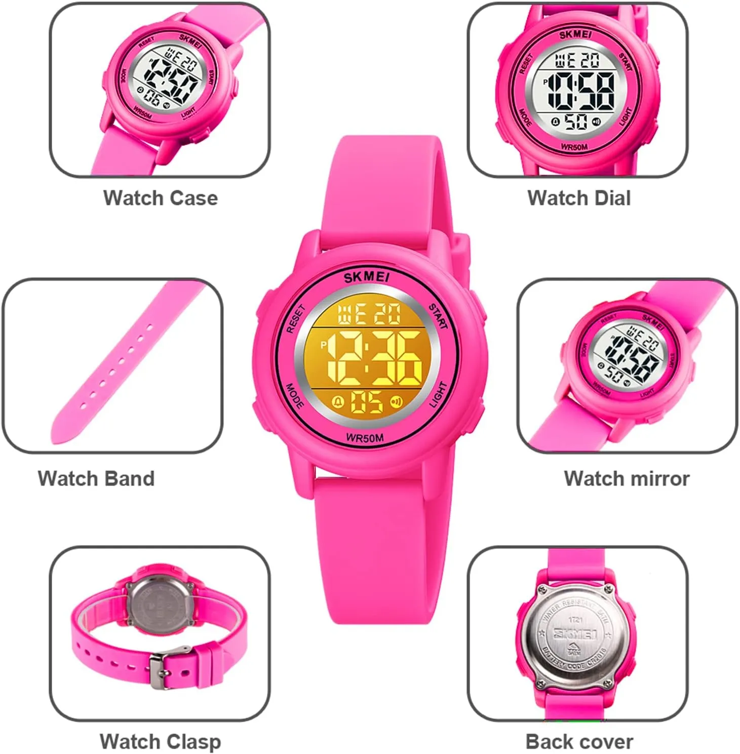 SKMEI Kids Watch, Digital Sport Watches for Girls Boys, Waterproof Outdoor LED Watches with Luminous Alarm Stopwatch Child Wristwatch