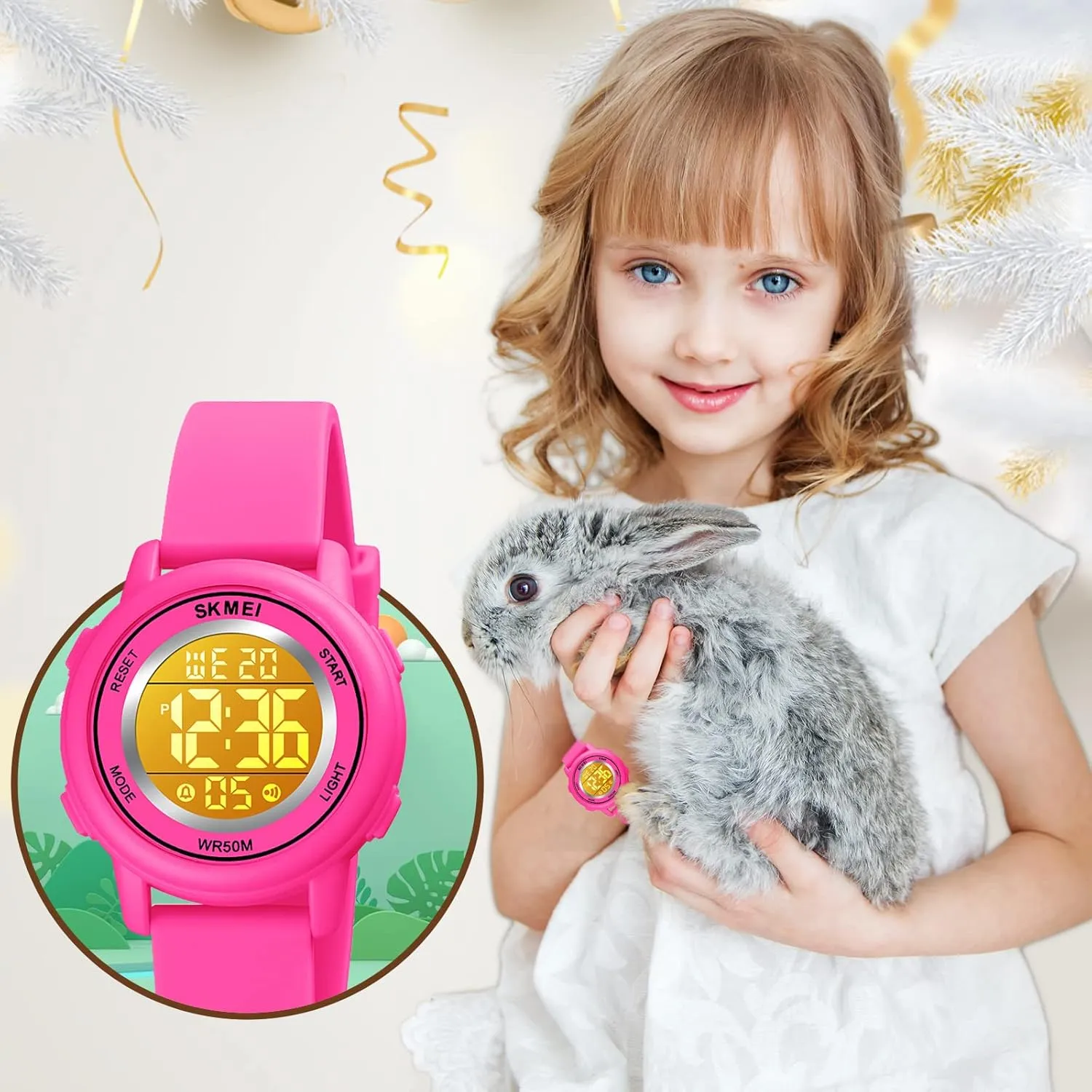 SKMEI Kids Watch, Digital Sport Watches for Girls Boys, Waterproof Outdoor LED Watches with Luminous Alarm Stopwatch Child Wristwatch