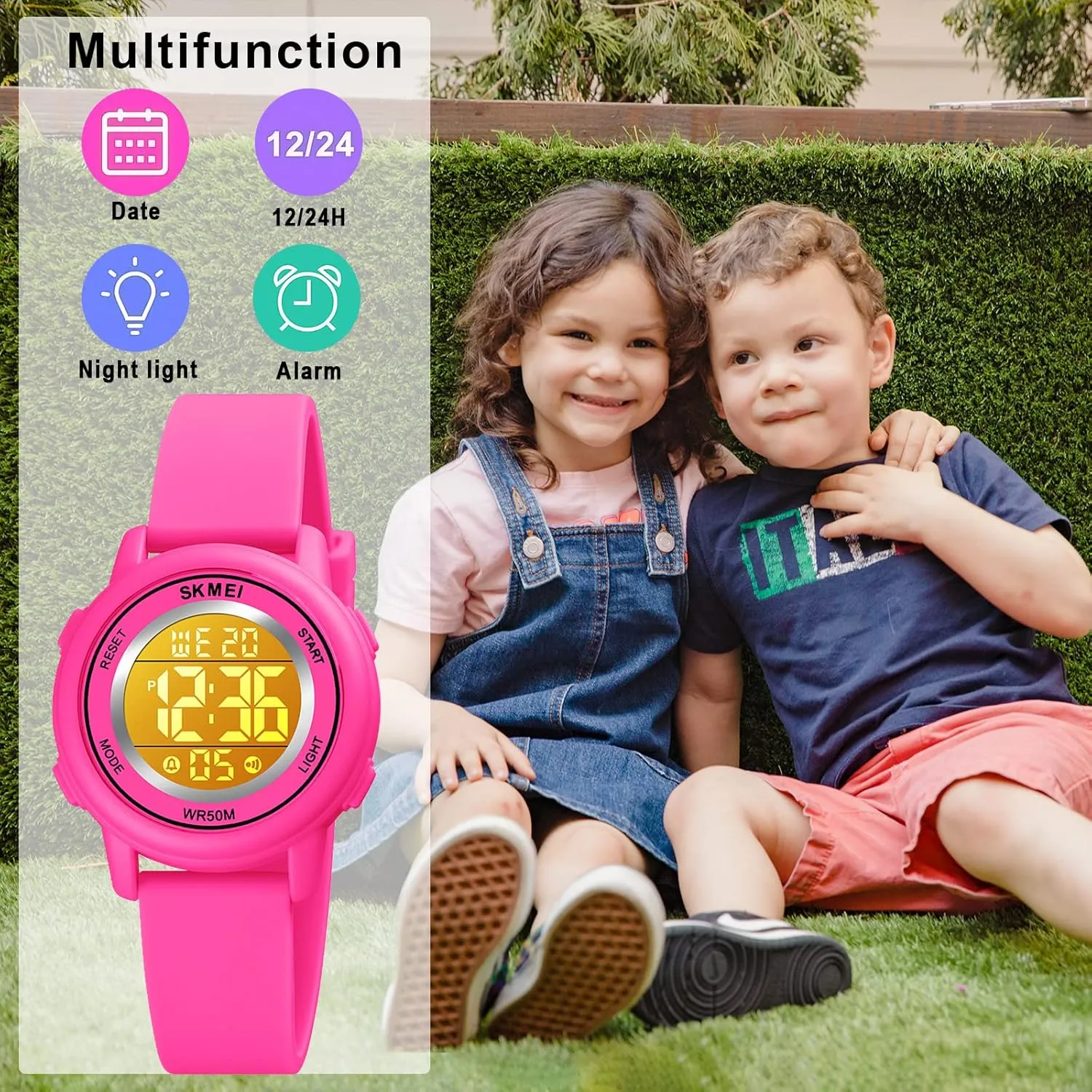 SKMEI Kids Watch, Digital Sport Watches for Girls Boys, Waterproof Outdoor LED Watches with Luminous Alarm Stopwatch Child Wristwatch