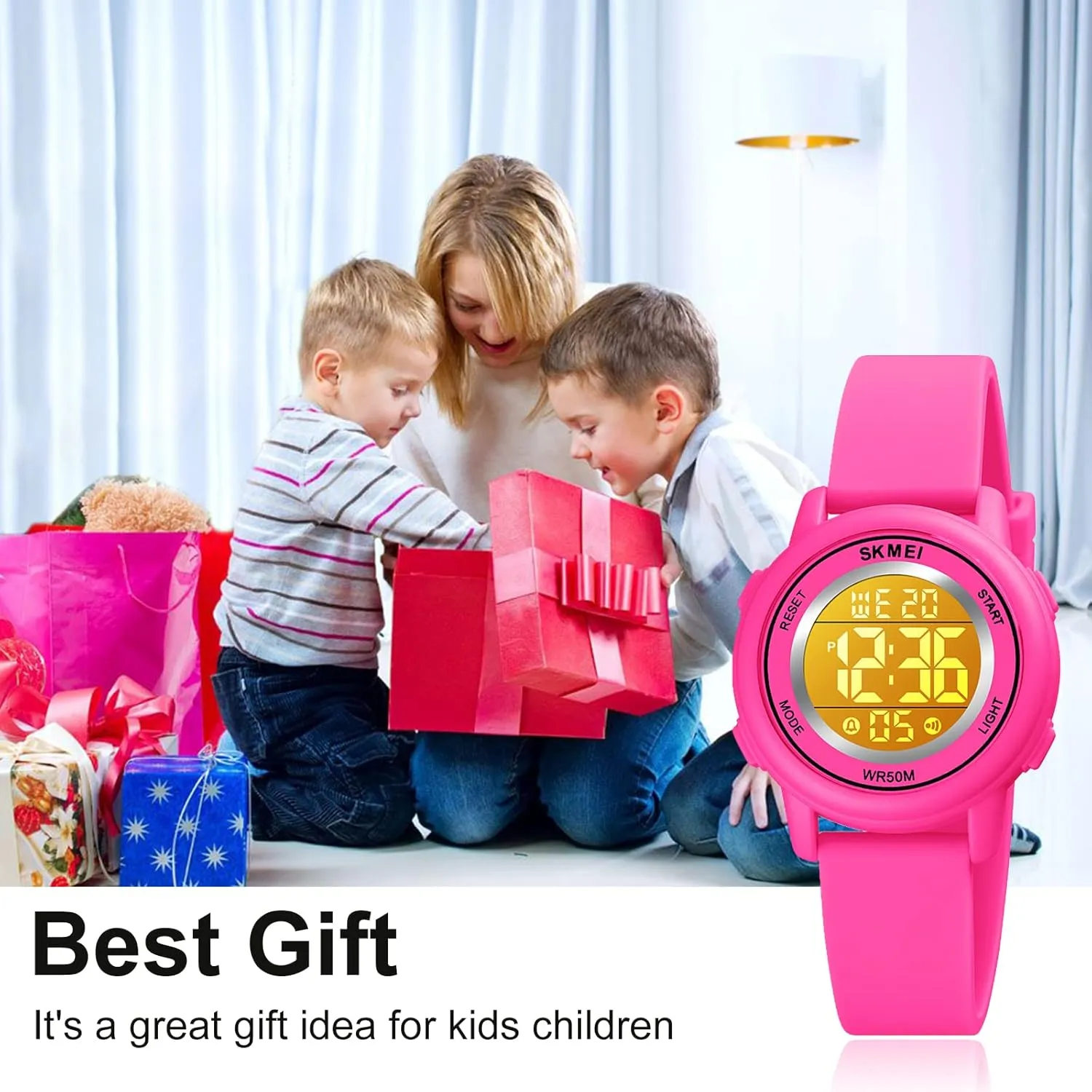 SKMEI Kids Watch, Digital Sport Watches for Girls Boys, Waterproof Outdoor LED Watches with Luminous Alarm Stopwatch Child Wristwatch
