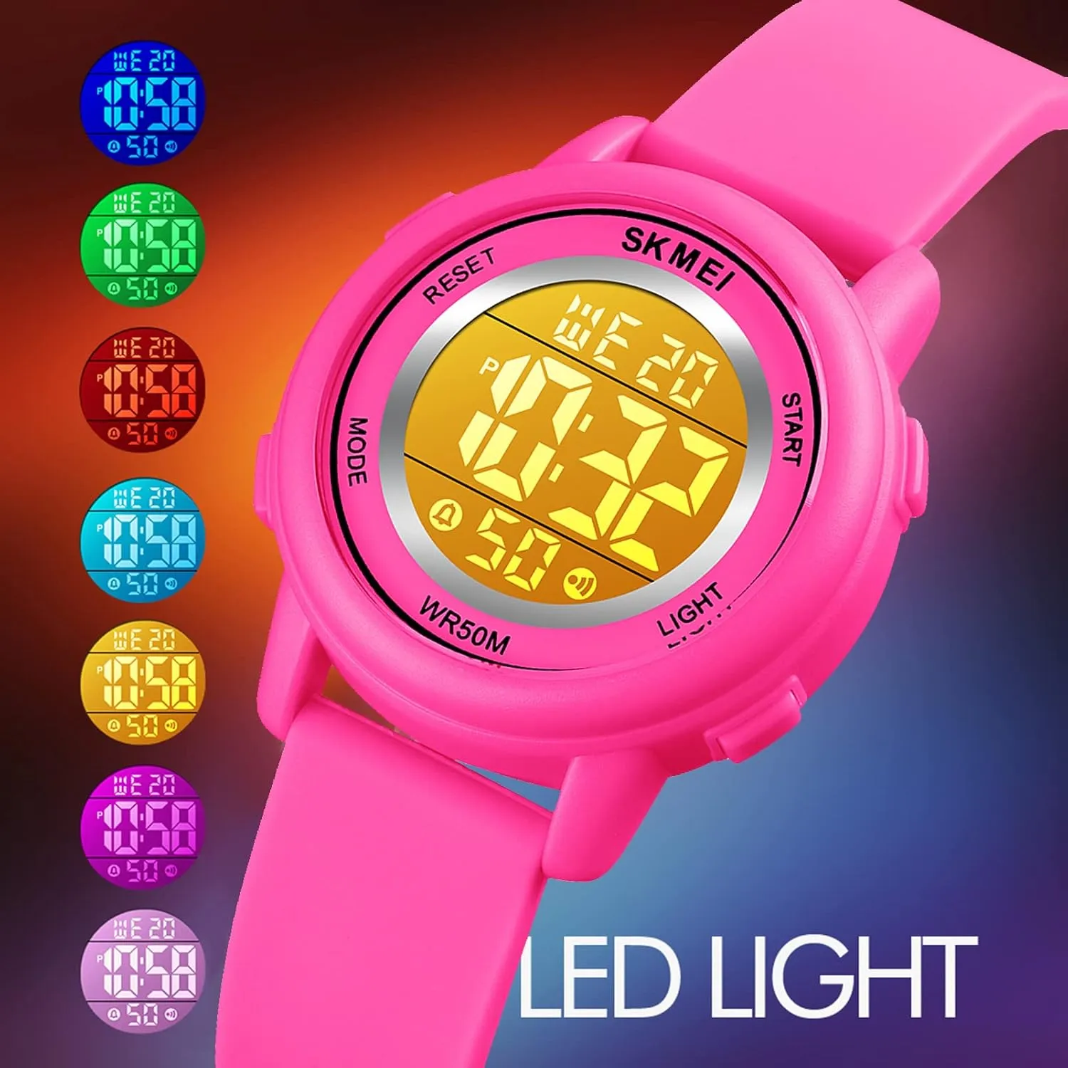 SKMEI Kids Watch, Digital Sport Watches for Girls Boys, Waterproof Outdoor LED Watches with Luminous Alarm Stopwatch Child Wristwatch