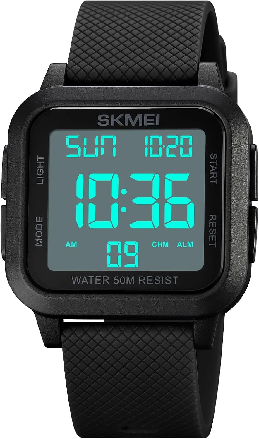 SKMEI Men Digital Sports Watch Ultra-Thin Large Face Waterproof Wrist Watches for Men with Stopwatch Countdown Timer Alarm Function Dual Time LED Back Light