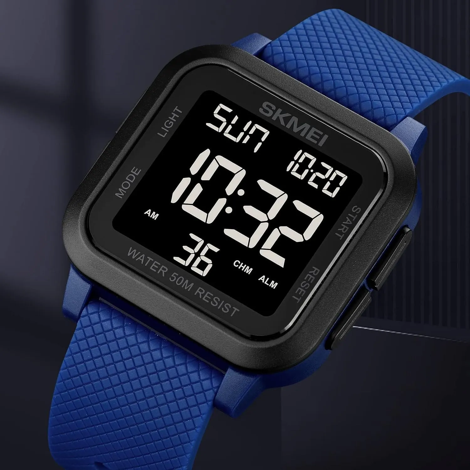 SKMEI Men Digital Sports Watch Ultra-Thin Large Face Waterproof Wrist Watches for Men with Stopwatch Countdown Timer Alarm Function Dual Time LED Back Light