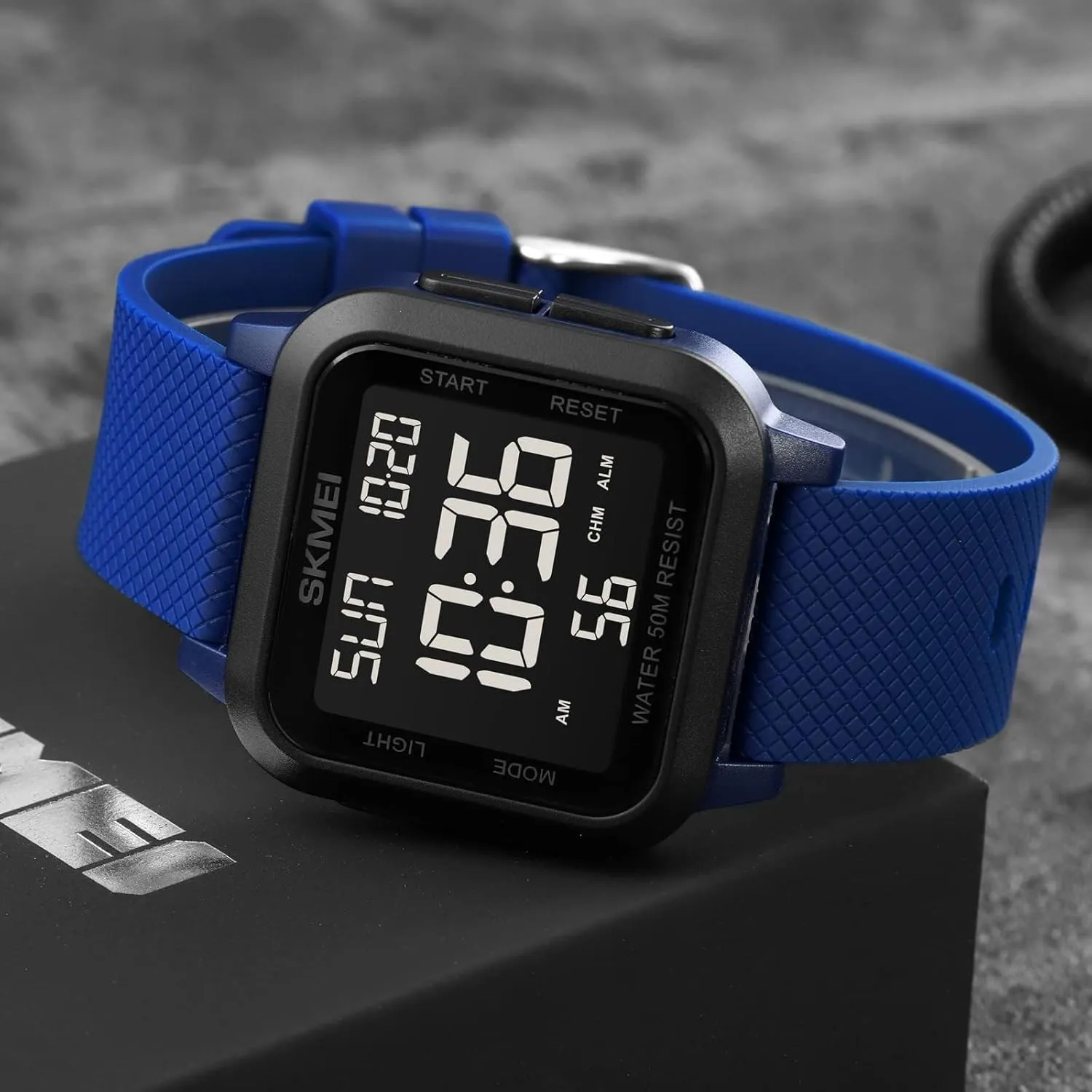 SKMEI Men Digital Sports Watch Ultra-Thin Large Face Waterproof Wrist Watches for Men with Stopwatch Countdown Timer Alarm Function Dual Time LED Back Light