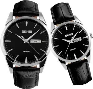 SKMEI Pair Watches for Couples Men and Women His and Hers Watch Set Husband Wife Valentines Matching Wrist Watch Wedding Gifts Waterproof Business Fashion Quartz Analog Calendar