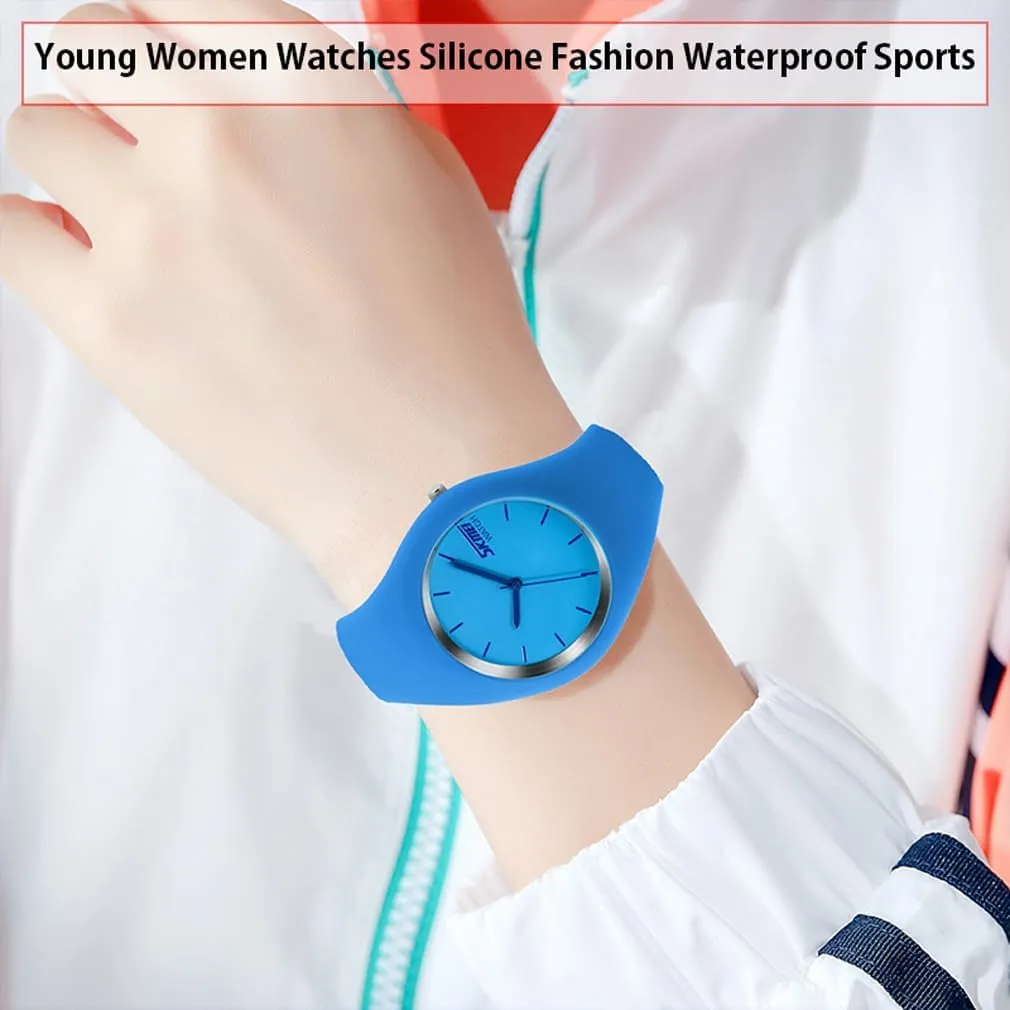 SKMEI Watches for Young Women Lady Sports Silicone Band Waterproof Fashion Casual Simple Quartz Analog Teens Girls Gift Black Wrist Watch