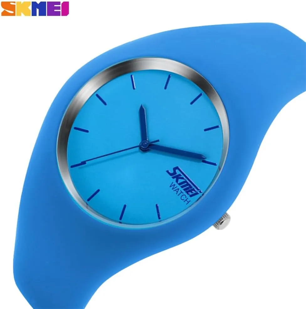 SKMEI Watches for Young Women Lady Sports Silicone Band Waterproof Fashion Casual Simple Quartz Analog Teens Girls Gift Black Wrist Watch