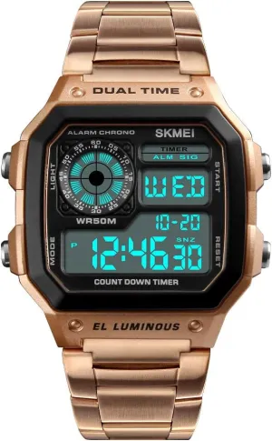 SKMEI Wrist Watch for Men, Digital Sports Waterproof Watch with Dual Time Chronograph Countdown Alarm Backlight