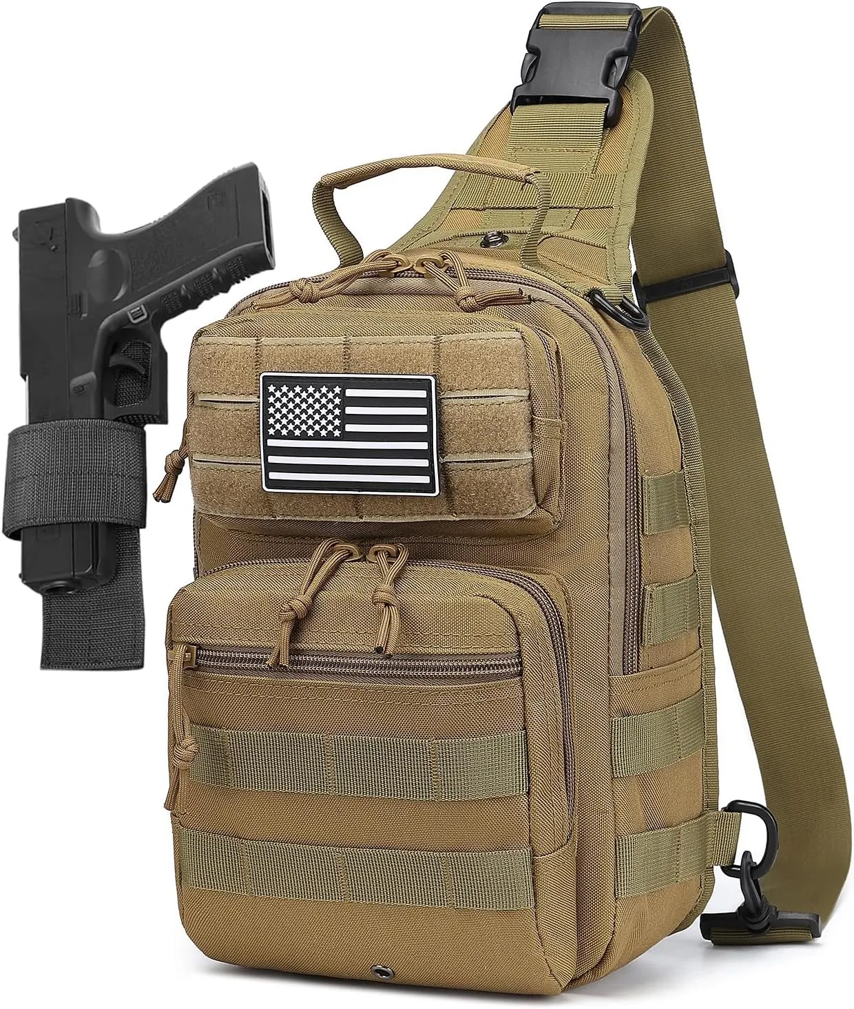 Small Tactical Military Backpack Sling Crossbody Holster Bag For Men CCW Sling Bag 10L