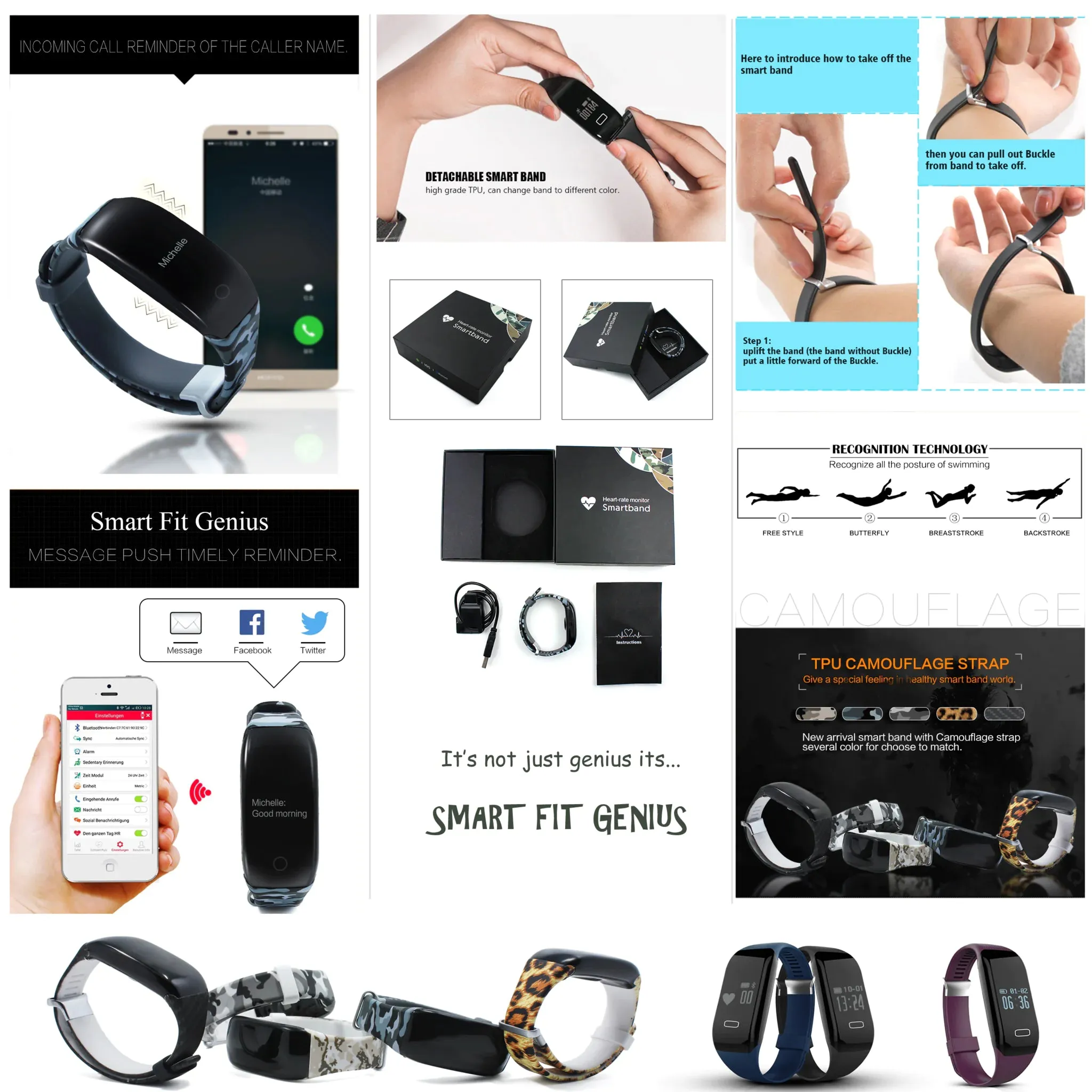 Smart Fit Genius Waterproof Real Time Heart Rate and Activity Monitor Watch