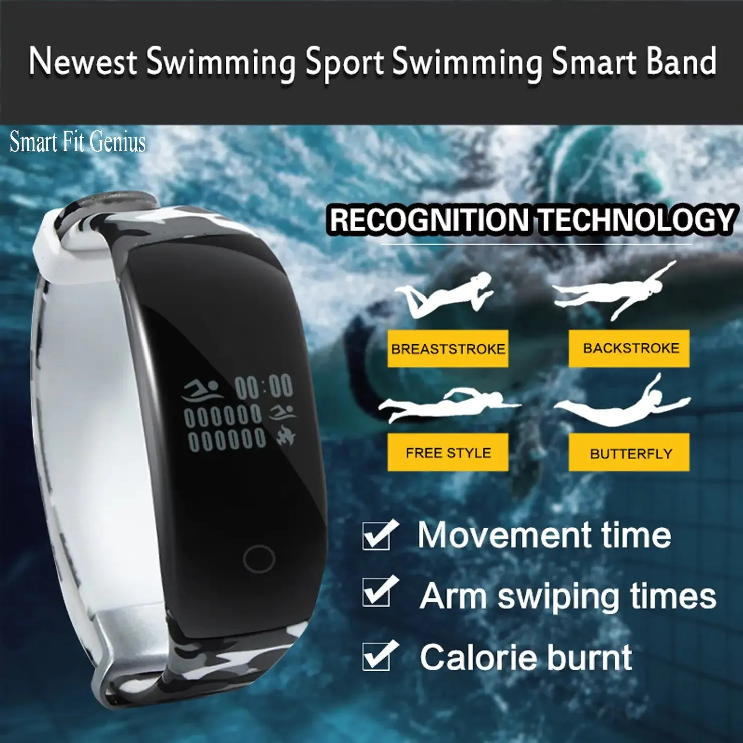 Smart Fit Genius Waterproof Real Time Heart Rate and Activity Monitor Watch