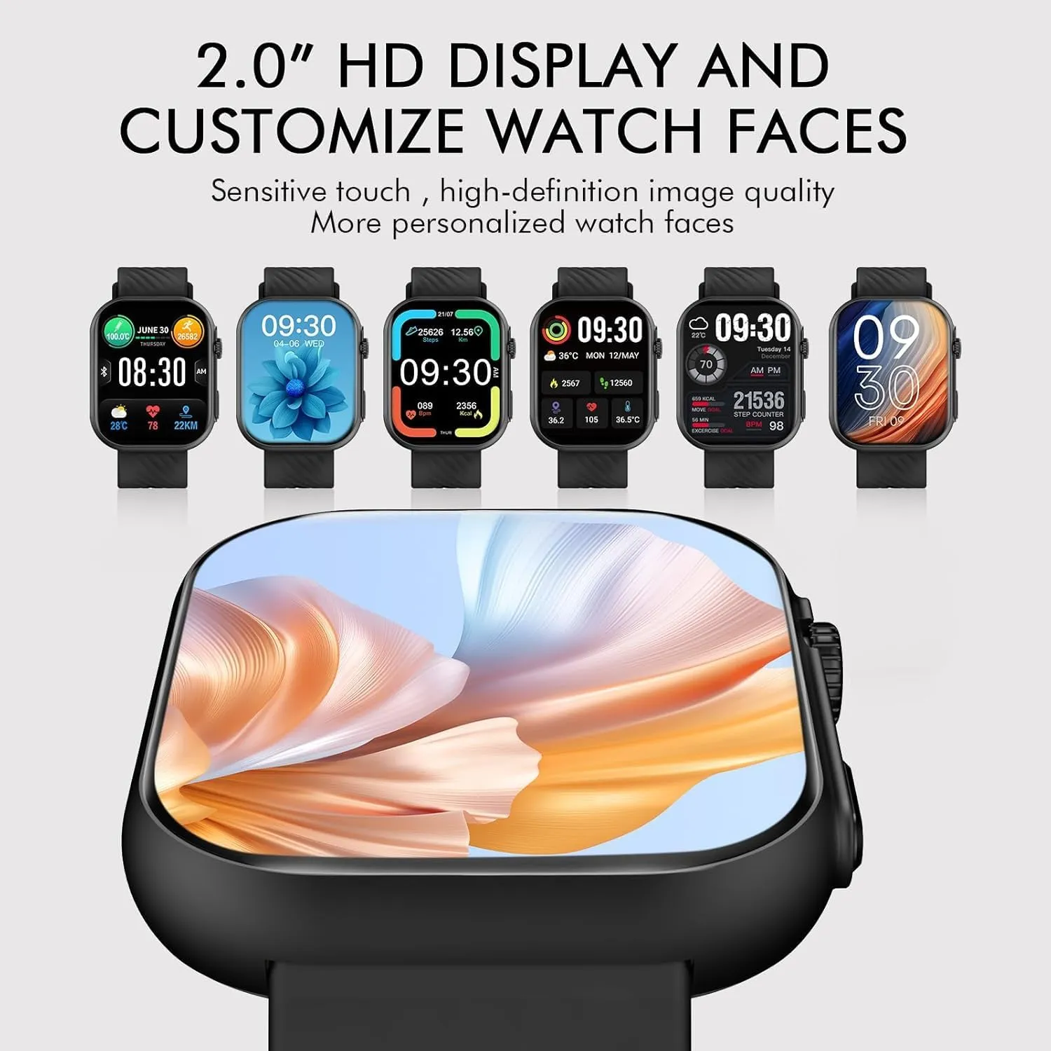 Smart Watch for Men Women (Answer/Make Calls), 2.0" Fitness Tracker with 100  Sport Modes, Heart Rate/Sleep Monitor, Pedometer, SpO2, IP68 Waterproof Smart Watch for Android iOS Phones