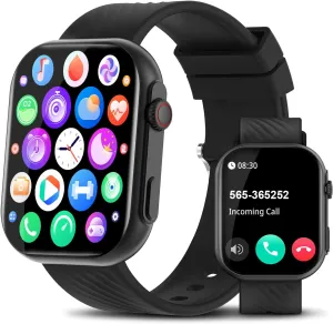 Smart Watch for Men Women (Answer/Make Calls), 2.0" Fitness Tracker with 100  Sport Modes, Heart Rate/Sleep Monitor, Pedometer, SpO2, IP68 Waterproof Smart Watch for Android iOS Phones