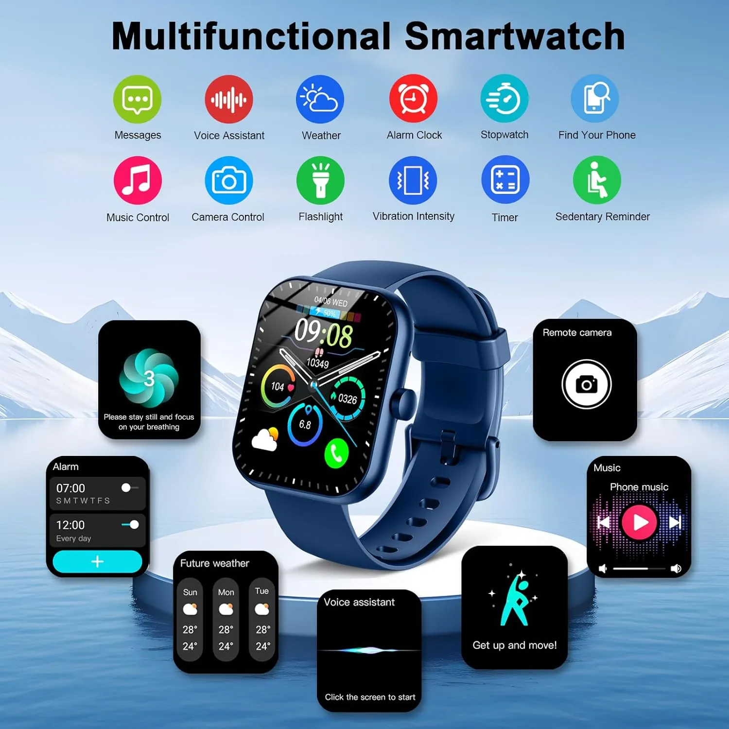 Smart Watch for Men Women(Answer/Make Call), 2025 New Smartwatch 1.96" HD Fitness Watch with 110  Sport Modes, Heart Rate, Sleep Monitor, Pedometer, IP68 Waterproof Activity Tracker for Android iOS