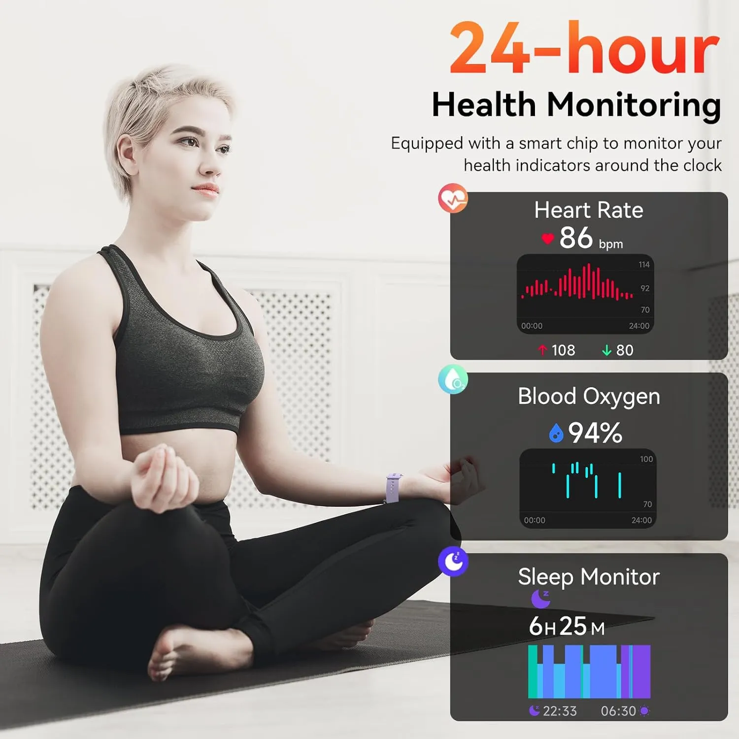Smart Watch with Alexa Built-in, 1.83" HD Touchscreen, Bluetooth Call/Make Calls, IP68 Waterproof Fitness Tracker with 120  Sport Modes, 24/7 Heart Rate & Sleep Monitor for iOS/Android (Purple)