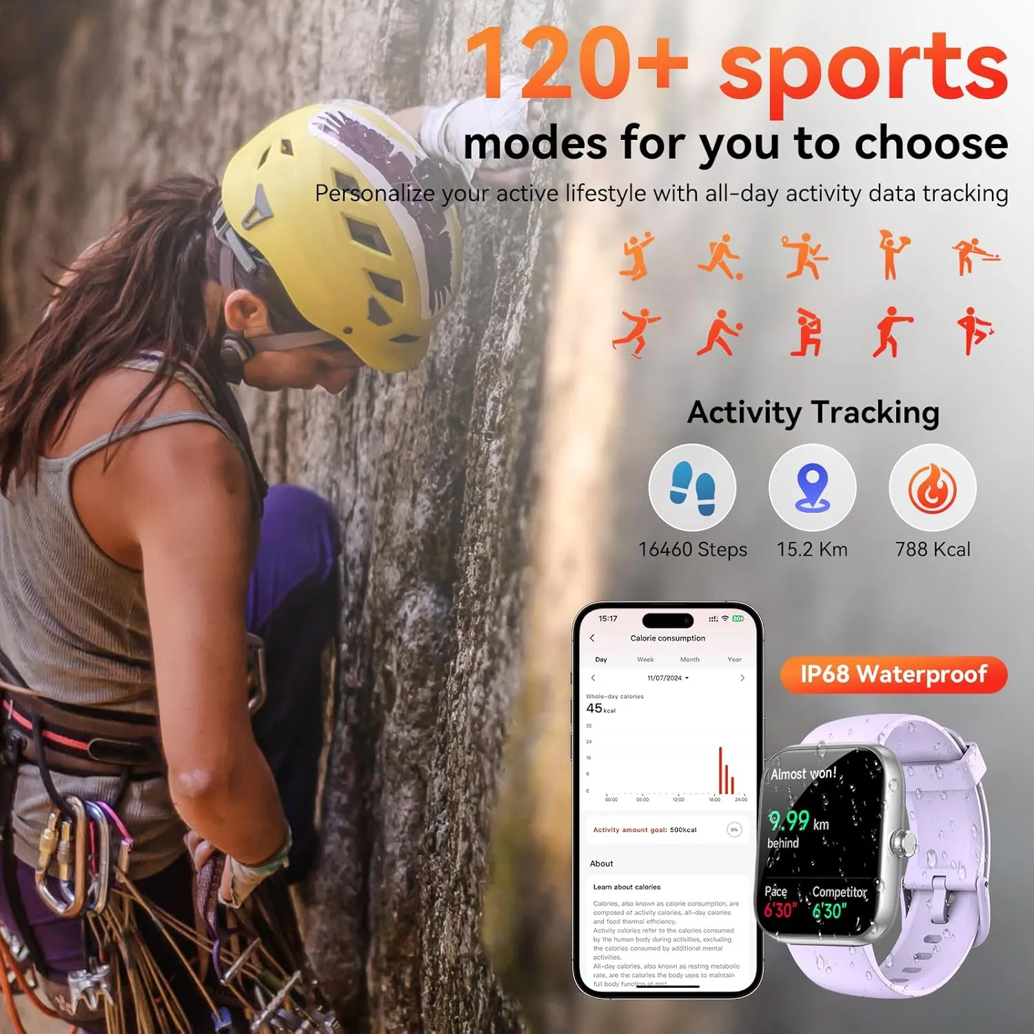 Smart Watch with Alexa Built-in, 1.83" HD Touchscreen, Bluetooth Call/Make Calls, IP68 Waterproof Fitness Tracker with 120  Sport Modes, 24/7 Heart Rate & Sleep Monitor for iOS/Android (Purple)