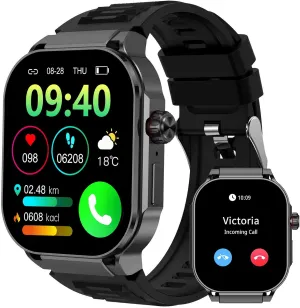 Smart Watch(Answer/Dial Calls), 2.06" AMOLED Screen Smartwatch for Men, Fitness Tracker with 120 Sports Modes, AI Voice,Heart Rate,Blood Oxygen,IP67 Waterproof Smart Watch for Android iOS Phones