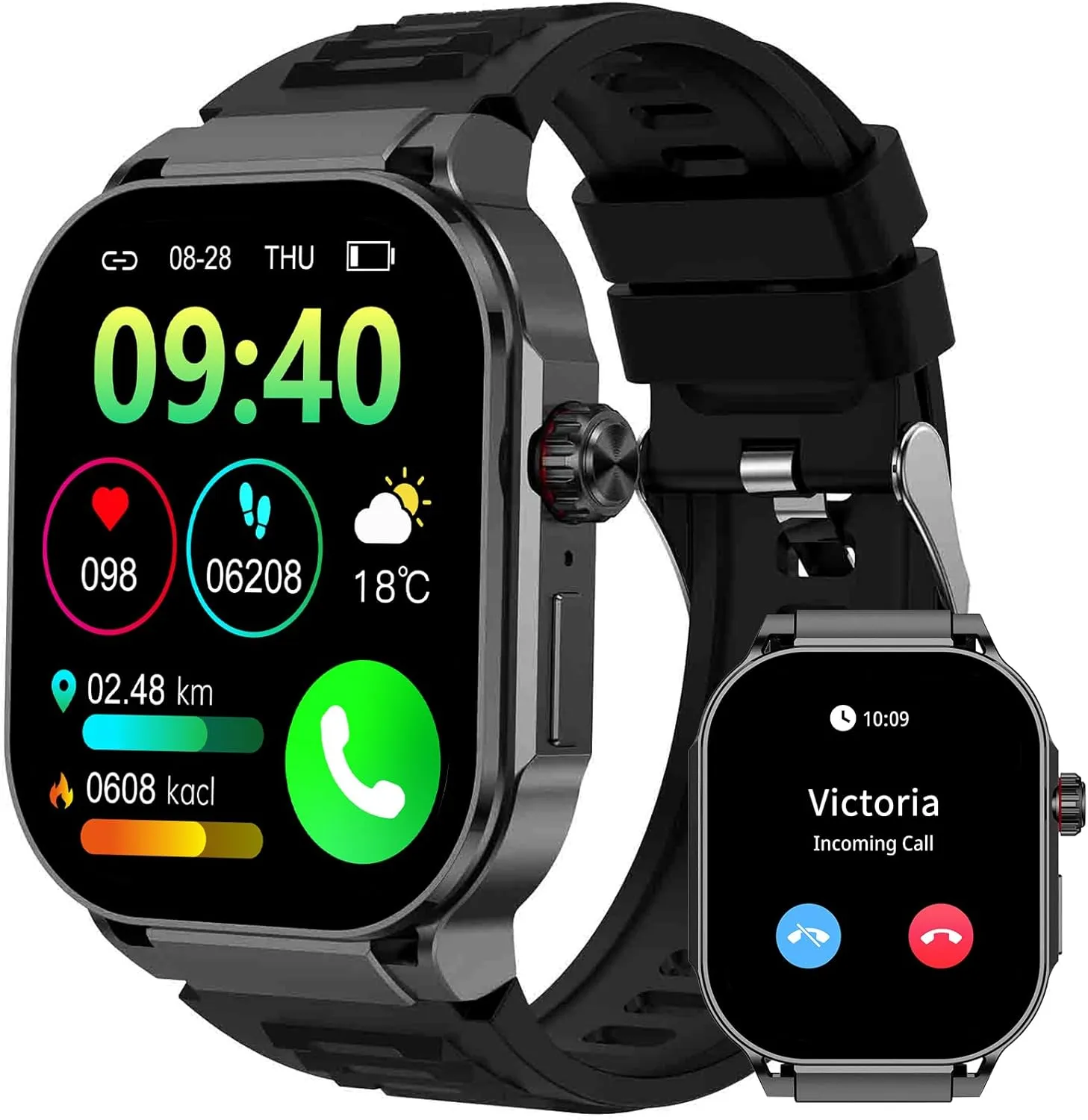 Smart Watch(Answer/Dial Calls), 2.06" AMOLED Screen Smartwatch for Men, Fitness Tracker with 120 Sports Modes, AI Voice,Heart Rate,Blood Oxygen,IP67 Waterproof Smart Watch for Android iOS Phones