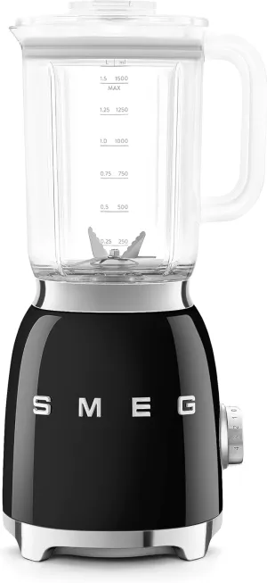 SMEG BLF03 Retro Style Blender – 600W Countertop Blender with 48 oz BPA-Free Jug, 3 Speeds   Pulse, Ice Crush & Smoothie Functions – 50s-Inspired Design-Black