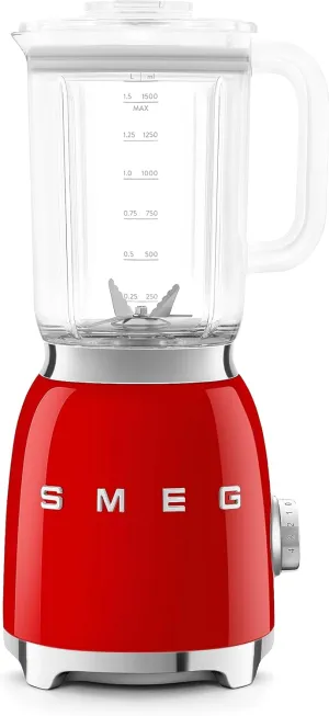 SMEG BLF03 Retro Style Blender – 600W Countertop Blender with 48 oz BPA-Free Jug, 3 Speeds   Pulse, Ice Crush & Smoothie Functions – 50s-Inspired Design-Red