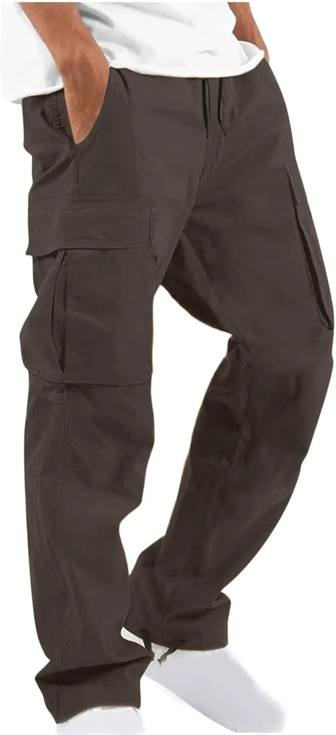 SMIDOW Mens Cargo Pants Relaxed Fit Elastic Waist Casual Loose Joggers Workout Athletic Pant Trousers Trendy Sweatpants