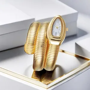 Snake Shape Bangle Watches - Unique Design Snake Shaped Dress Watch for Women