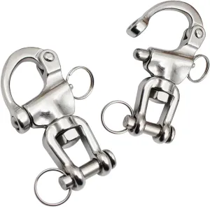 Snap Shackle Quick Release Stainless Steel 316 Shackle- 2 Pack Swivel Marine Carabiner Clip Sailboat Rigging Shackles Accessories-2.75 inch (70mm)